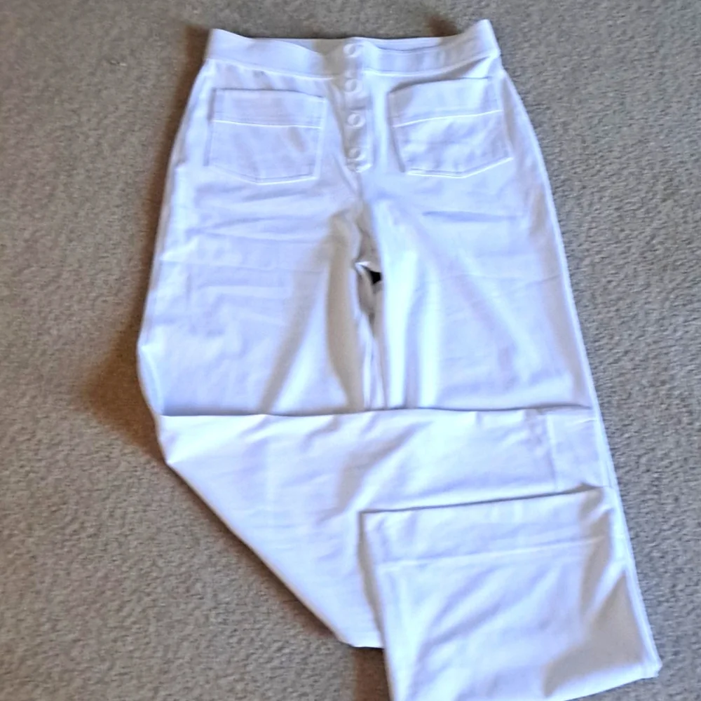 MEDIUM HALARA HIGH WAISTED BUTTON STRAIGHT LEG CASUAL PANT - Picture 4 of 8